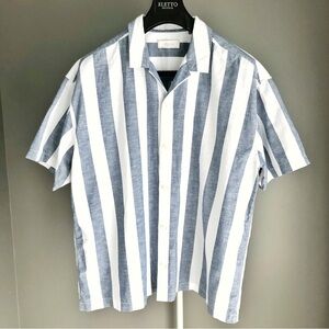 Jack and Jones Stripped Pastel Grayish Blue Casual Button Down Shirt Blouse. XXL